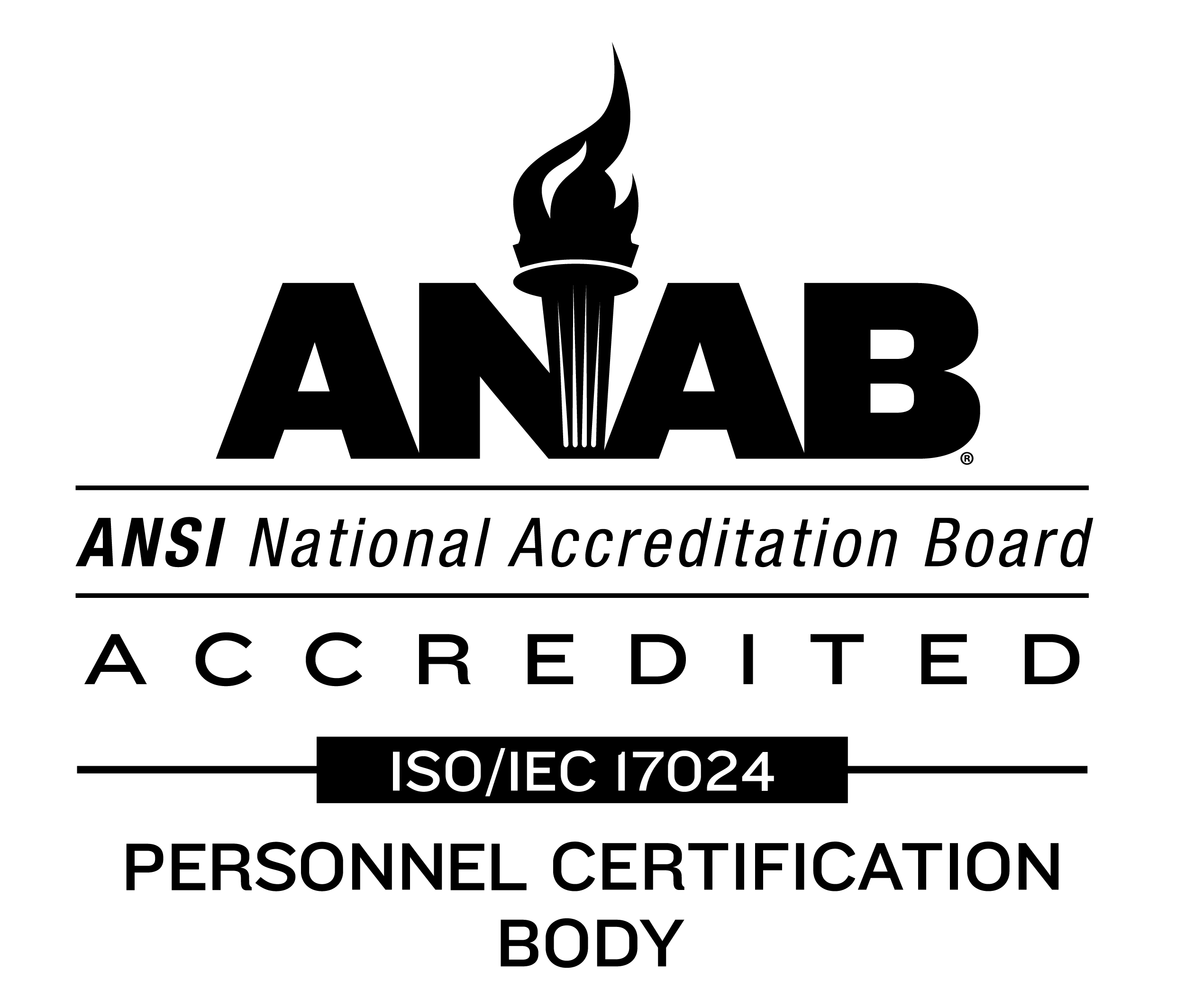 ANSI National Accreditation Board Accredited ISO/IEC 17024 Personnel Certification Body